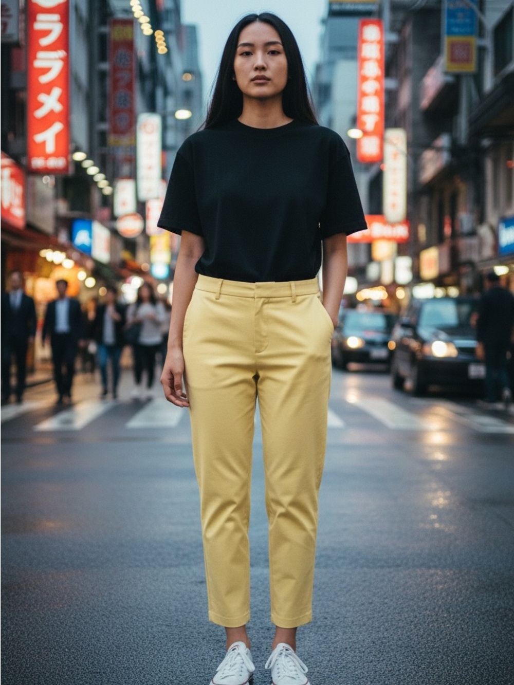 Classic High-Rise Ankle Pants in Yellow by Express